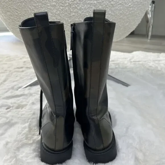 MICHAEL KORS-Military Boots/Calf High-Made in Italy-Worn 1x-No Box - Picture 6 of 16